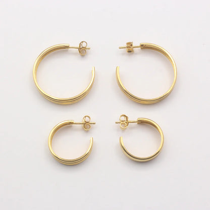 Stecker &quot;Three Lines Hoop&quot; vergoldet