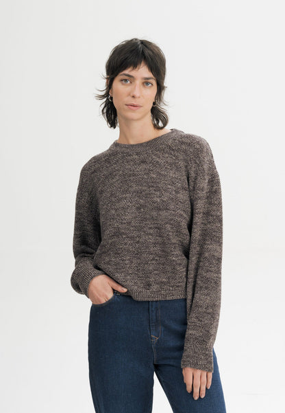 Damen Strukturierter Strickpullover brown speckles Style SURIYA
