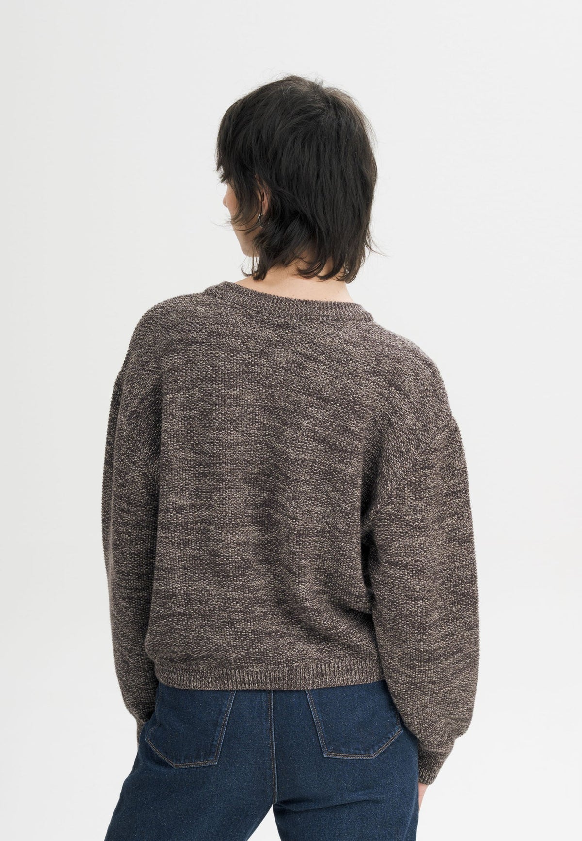 Damen Strukturierter Strickpullover brown speckles Style SURIYA