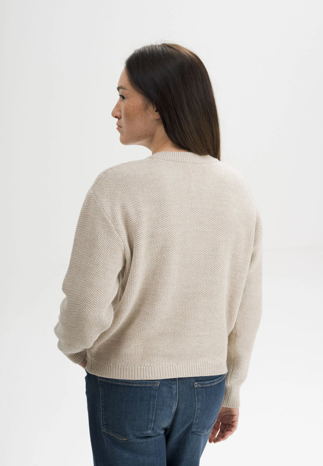 Damen Strukturierter Strickpullover cream speckles Style SURIYA