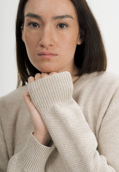 Damen Strukturierter Strickpullover cream speckles Style SURIYA