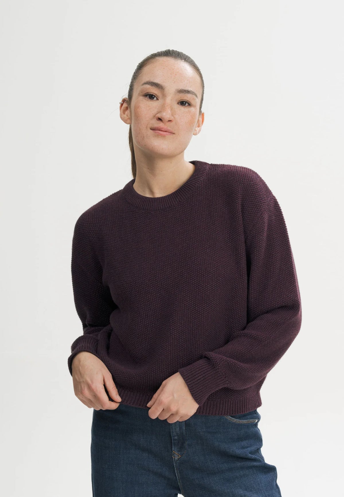 Damen Strukturierter Strickpullover elderberry melange Style SURIYA