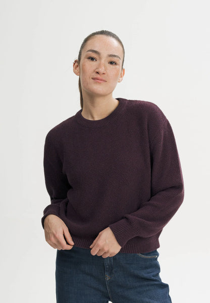 Damen Strukturierter Strickpullover elderberry melange Style SURIYA