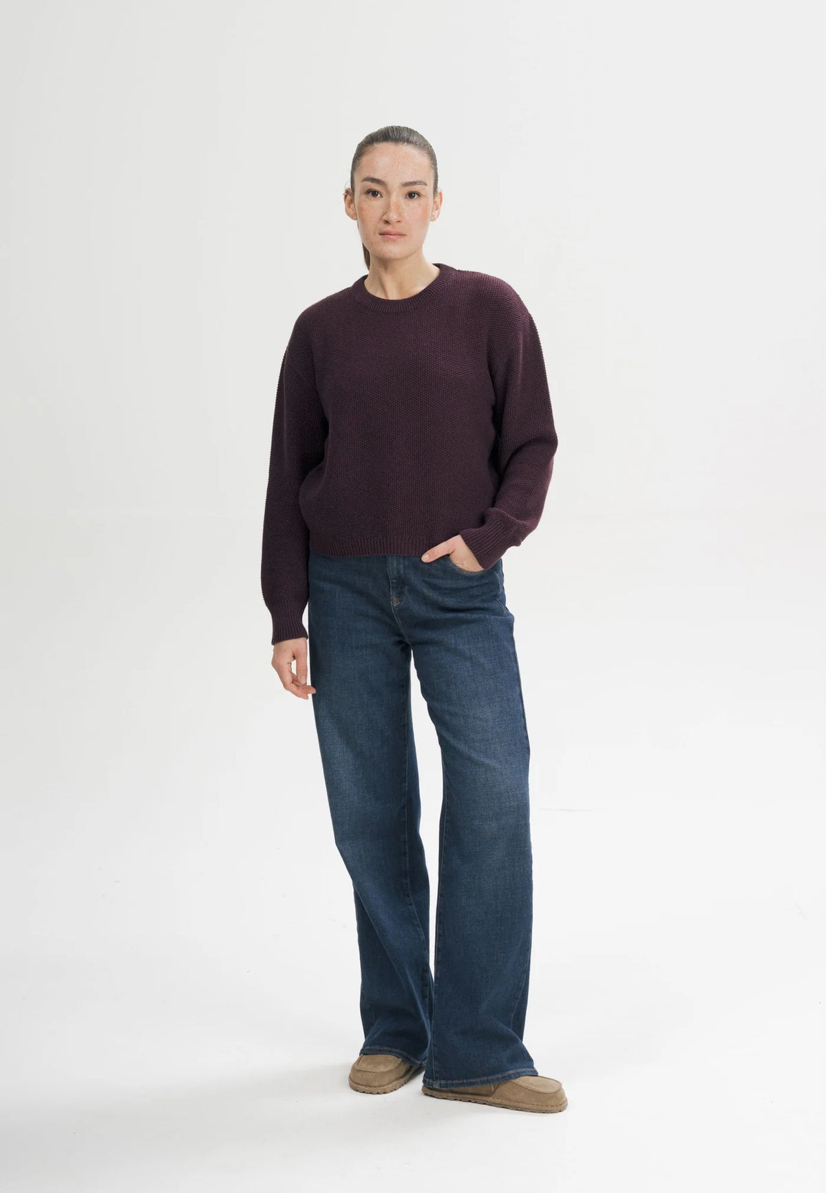 Damen Strukturierter Strickpullover elderberry melange Style SURIYA
