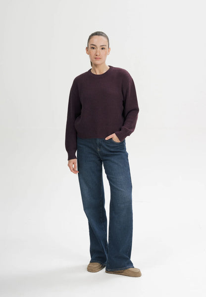 Damen Strukturierter Strickpullover elderberry melange Style SURIYA
