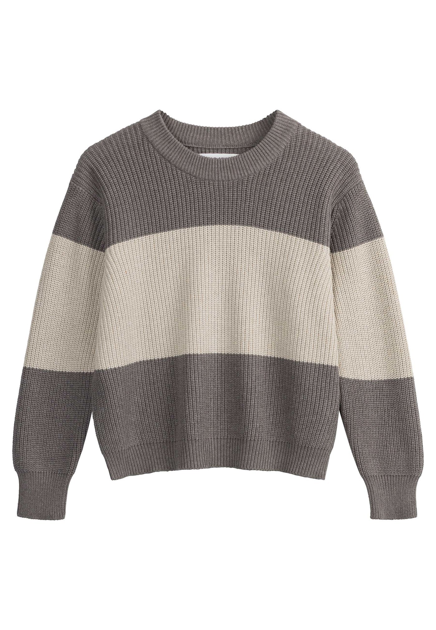 Rippstrick Pullover ADAH STRIPES  bear melange / kiesel melange gestreift