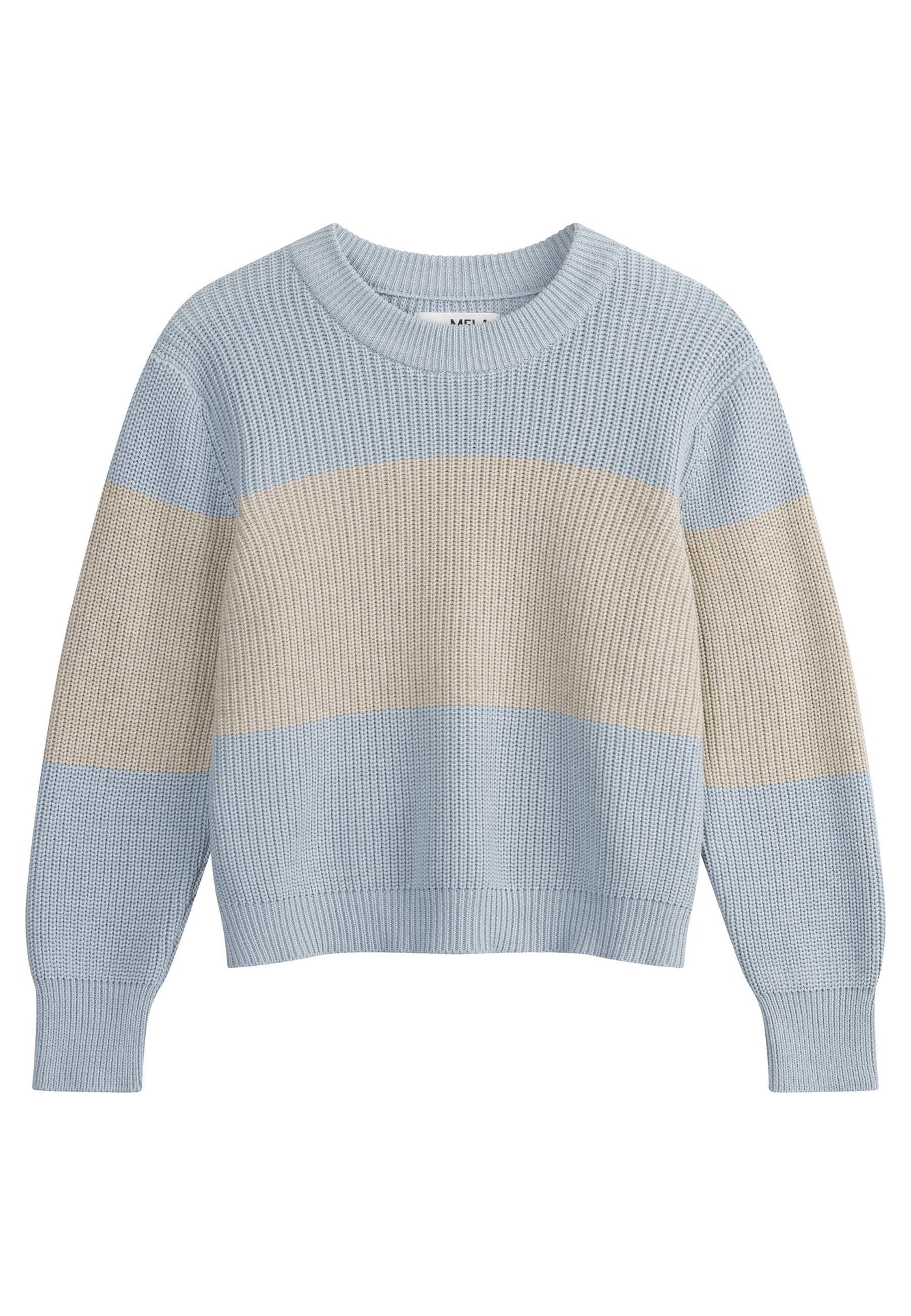 Rippstrick Pullover ADAH STRIPES cloudy blue / kiesel melange gestreift