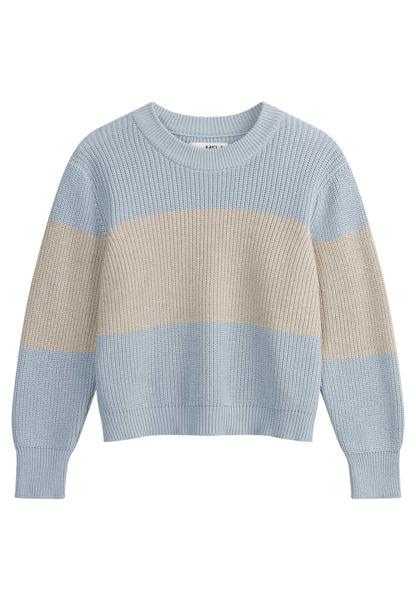 Rippstrick Pullover ADAH STRIPES cloudy blue / kiesel melange gestreift