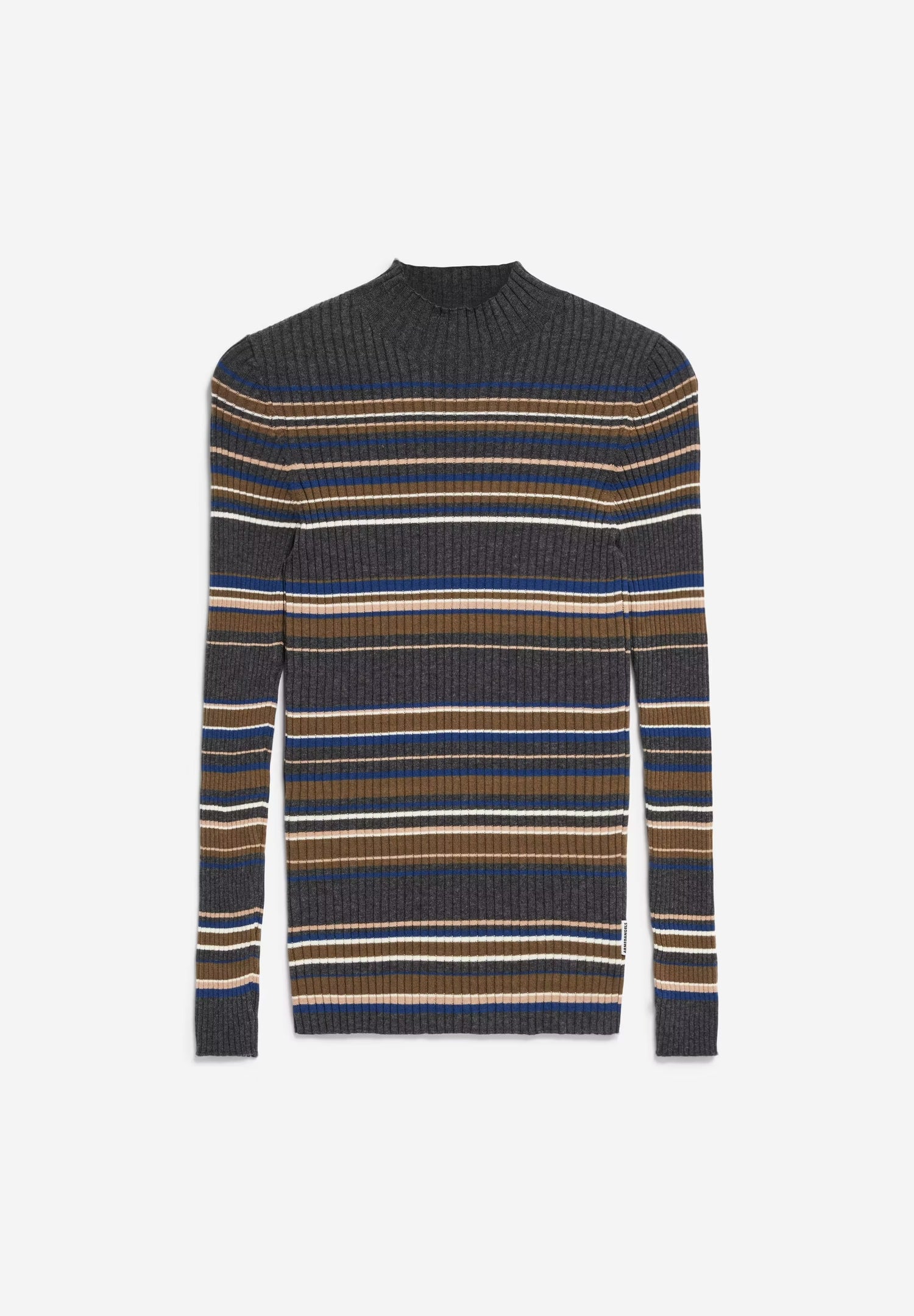 ALAANIA NEW STRIPES IN STEEL MELANGE - FADED INDIGO – PULLOVER SLIM FIT AUS BIO-BAUMWOLLE