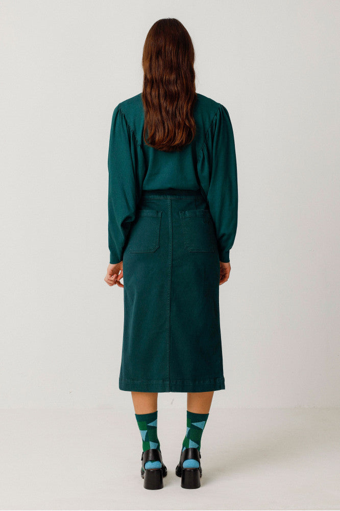 DOTA SKIRT IN DARK GREEN – SCHMALER ROCK IN MIDI-LÄNGE