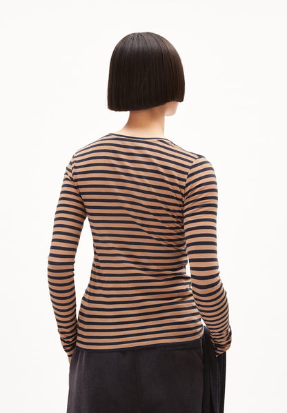 ENRICCAA STRIPES IN CINNAMON DUST - NIGHT SKY – LONGSLEEVE SLIM FIT AUS BIO-BAUMWOLLE