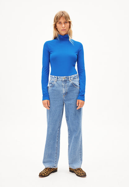 GRAZILIAA SOFT – Longsleeve Slim Fit aus Bio-Baumwolle in warm blue
