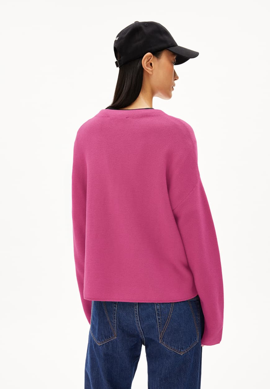 MERINAA LINKS LINKS in Crushed Berry – Pullover Loose Fit aus Bio-Baumwolle