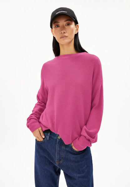 MERINAA LINKS LINKS in Crushed Berry – Pullover Loose Fit aus Bio-Baumwolle