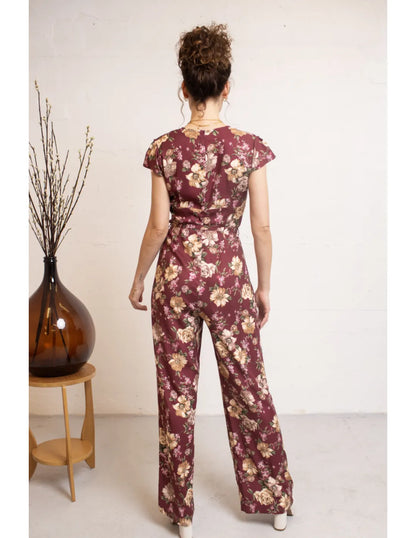 VENICE Jumpsuit Renoir Burgundy aus Crêpes-Viskose