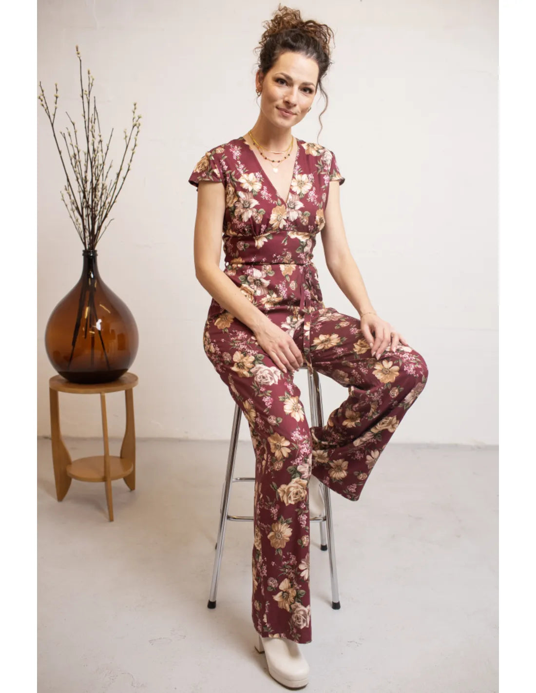 VENICE Jumpsuit Renoir Burgundy aus Crêpes-Viskose