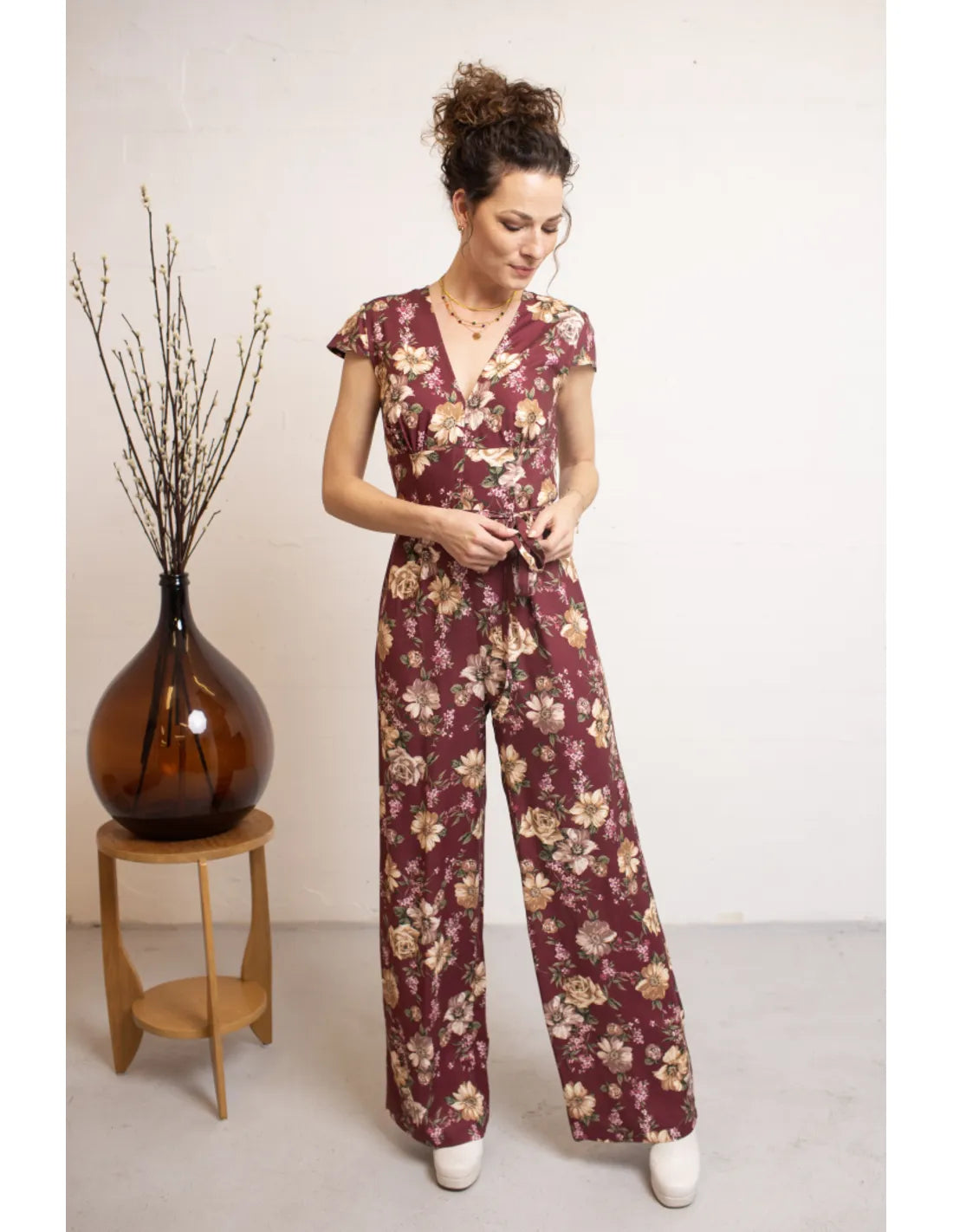 VENICE Jumpsuit Renoir Burgundy aus Crêpes-Viskose