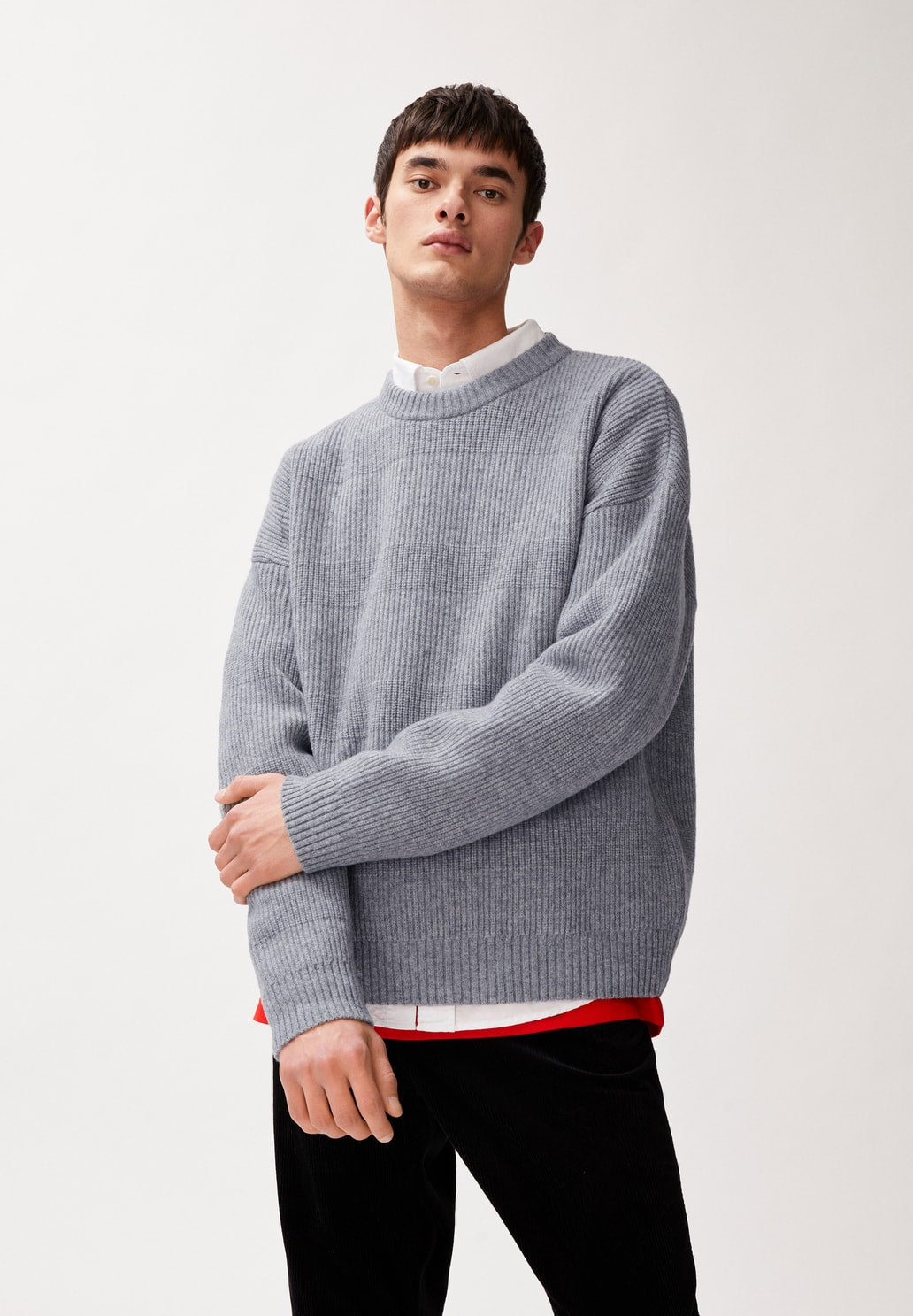 VISKAANO – Pullover aus Bio-Woll Mix in light grey melange